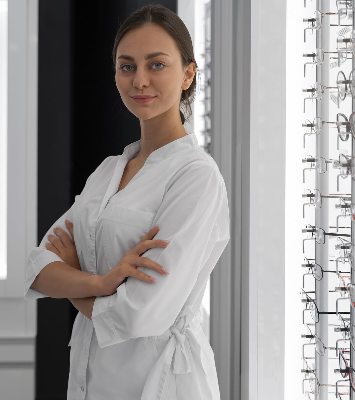 ophthalmologist woman in white clothing